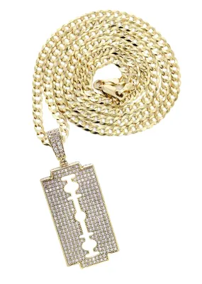 10K Yellow Gold  Razor Blade Necklace | Appx. 17 Grams