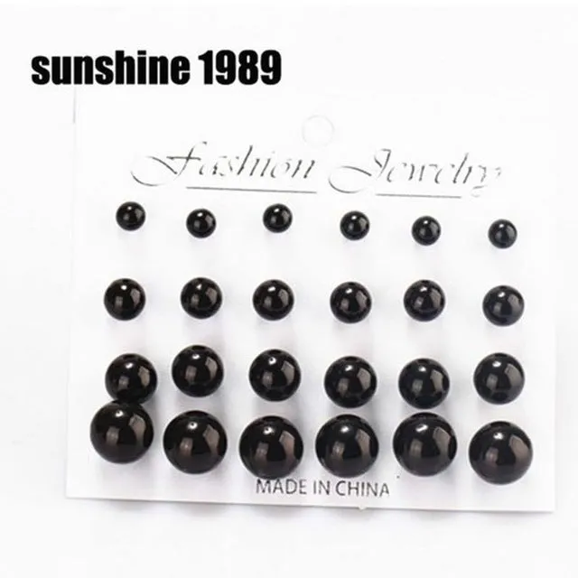 12 double Hot New Wholesale Candy Color Imitation Pearl Stud Earrings Ball For Women Wedding Cheap Jewelry Accessories