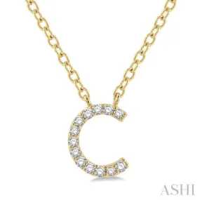 1/20 Ctw Initial 'C' Round Cut Diamond Pendant With Chain in 14K Yellow Gold