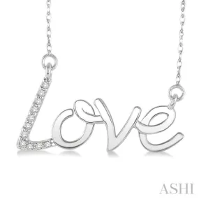 1/20 Ctw Single Cut Diamond Love Pendant in 14K White Gold with Chain