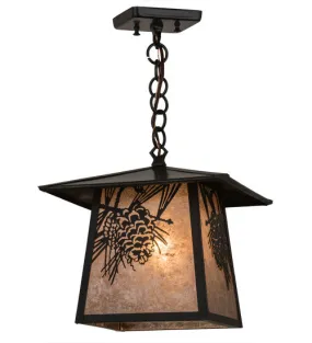 12"Sq Stillwater Winter Pine Outdoor Pendant