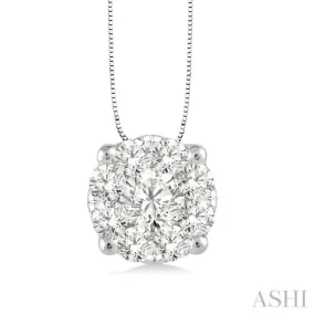 1/3 Ctw Lovebright Round Cut Diamond Pendant in 14K White Gold with Chain