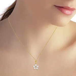 1.4 Carat 14K Solid Yellow Gold Touch Of Snow White Topaz Necklace