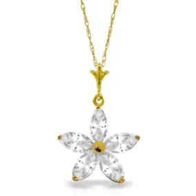 1.4 Carat 14K Solid Yellow Gold Touch Of Snow White Topaz Necklace