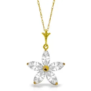 1.4 Carat 14K Solid Yellow Gold Touch Of Snow White Topaz Necklace