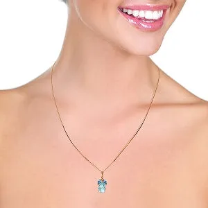 14K Solid Rose Gold Blue Topaz Certified Classic Necklace