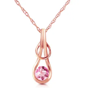 14K Solid Rose Gold Pink Topaz Genuine Necklace