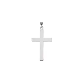 14K White 39 x 25 mm Cross Pendant