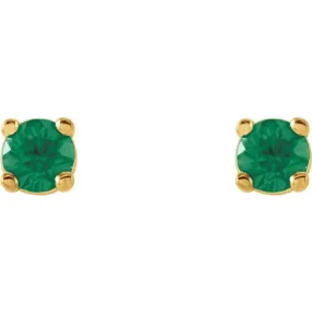 14K Yellow 2.5 mm Natural Emerald Stud Earrings