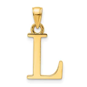 14K Yellow Gold Block Design Large Initial Letter L Charm Pendant