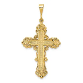 14k Yellow Gold Fleur de lis Cross Pendant