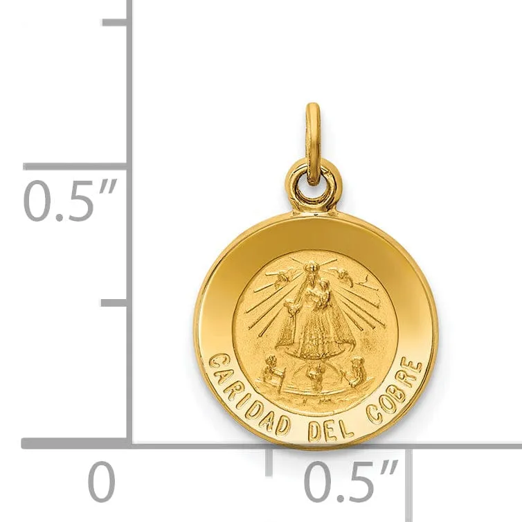 14k Yellow Gold Our Lady of Cuba Medal Pendant