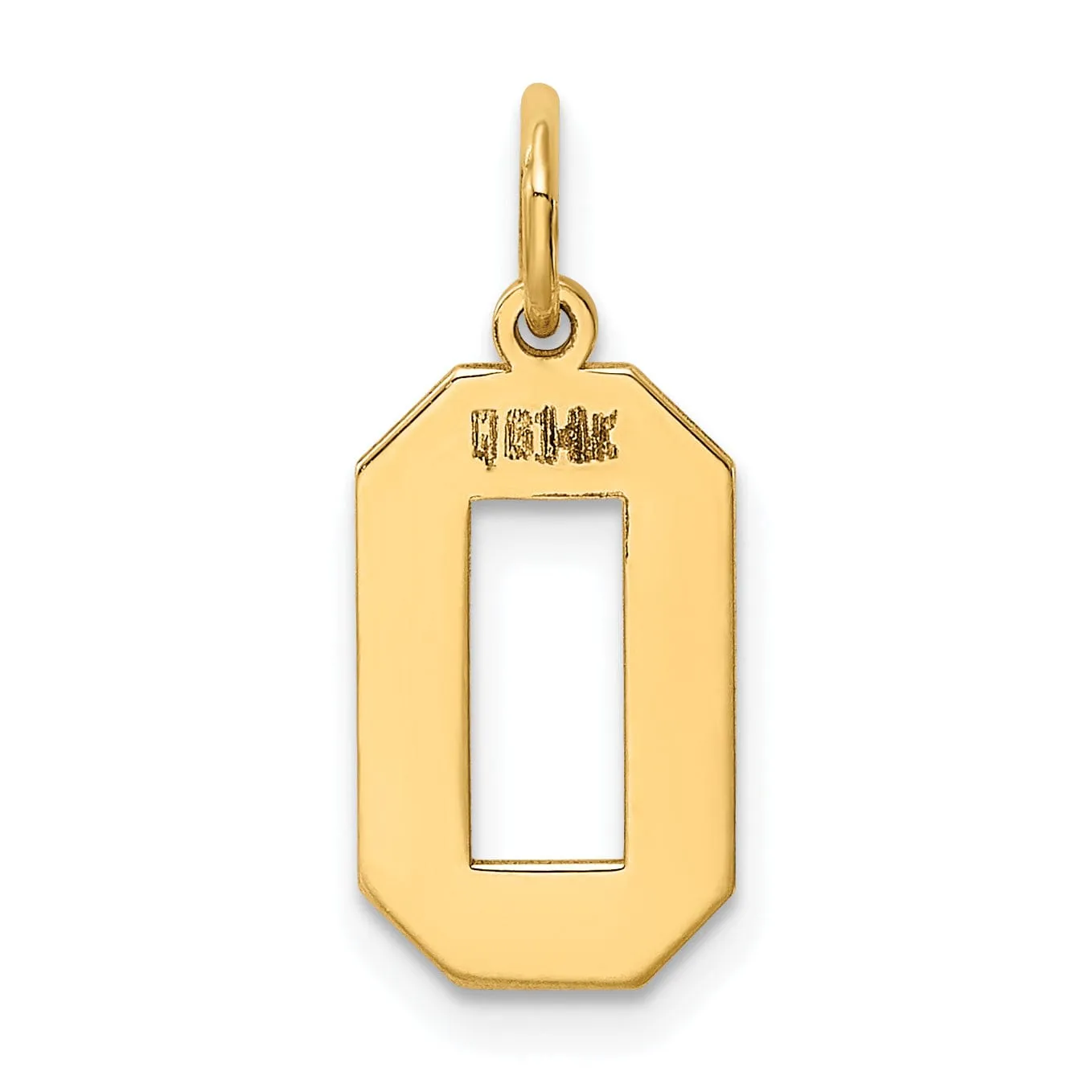 14K Yellow Gold Polished Finish Medium Size Number 0 Charm Pendant