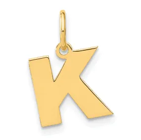 14k Yellow Gold  Small Size Letter K Initial Block Pendant