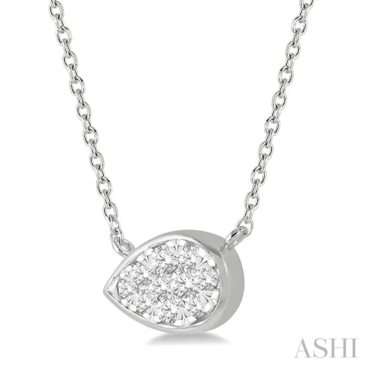 1/6 Ctw Pear Shape Pendant Lovebright Diamond Necklace in 14K White Gold