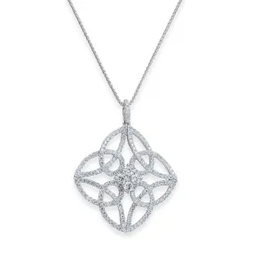 18ct White Gold Large Crossover Design Diamond Pendant