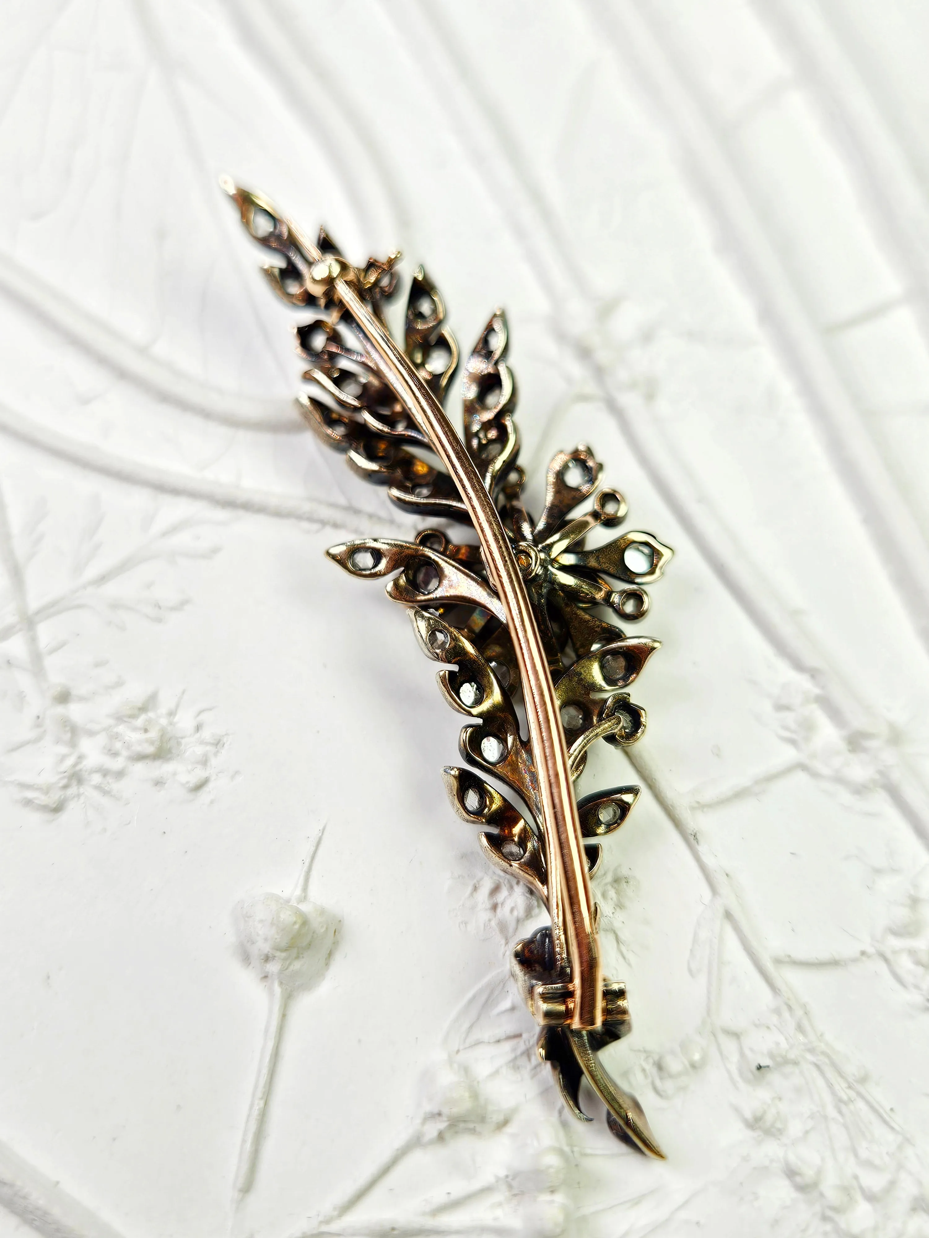 18K Yellow Gold & Silver - Antique Diamond Flower Bouquet Brooch | Indulgems | Designs in Real Gold