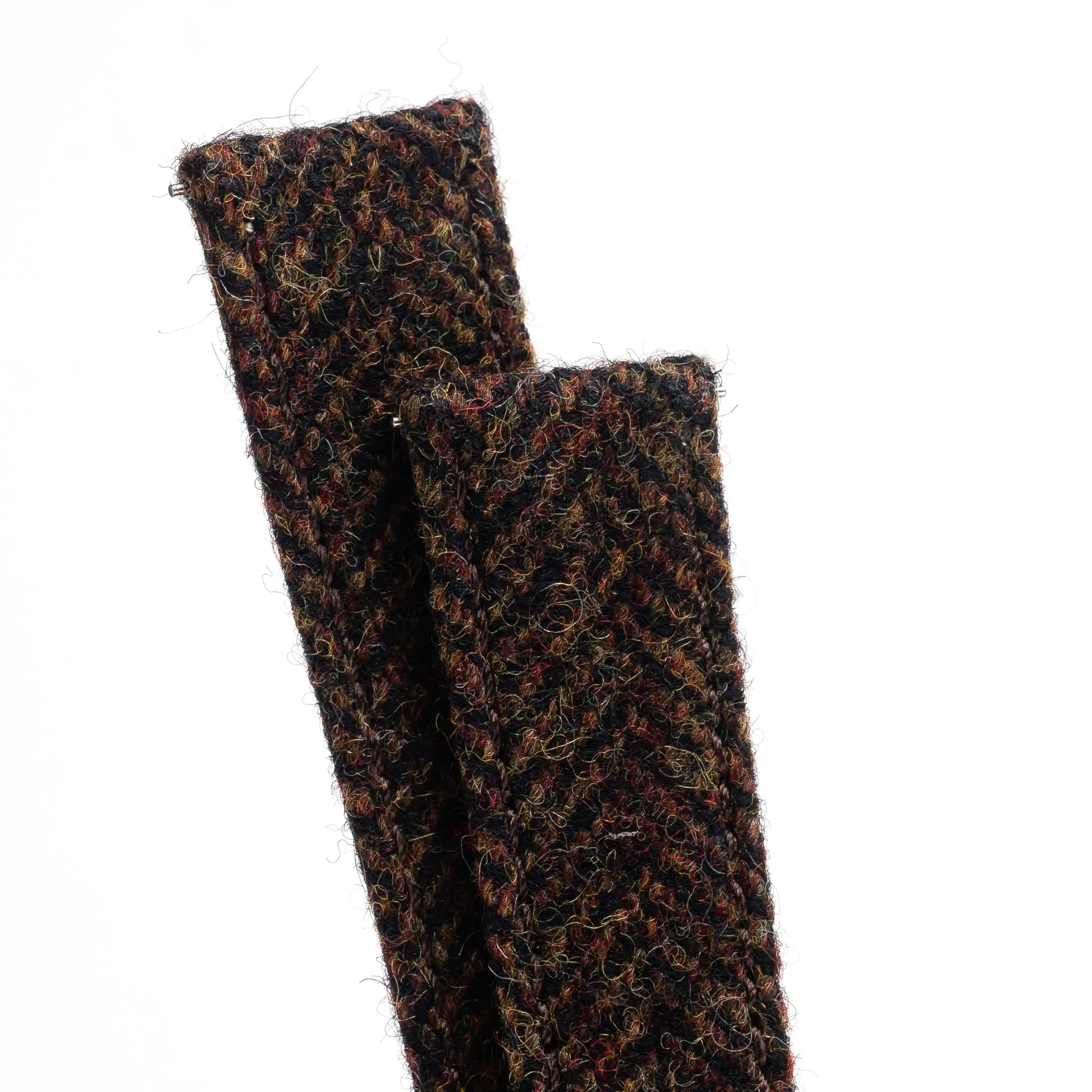 18mm 20mm 22mm Quick Release Wool / Leather Backed Watch Strap - Brown Tweed