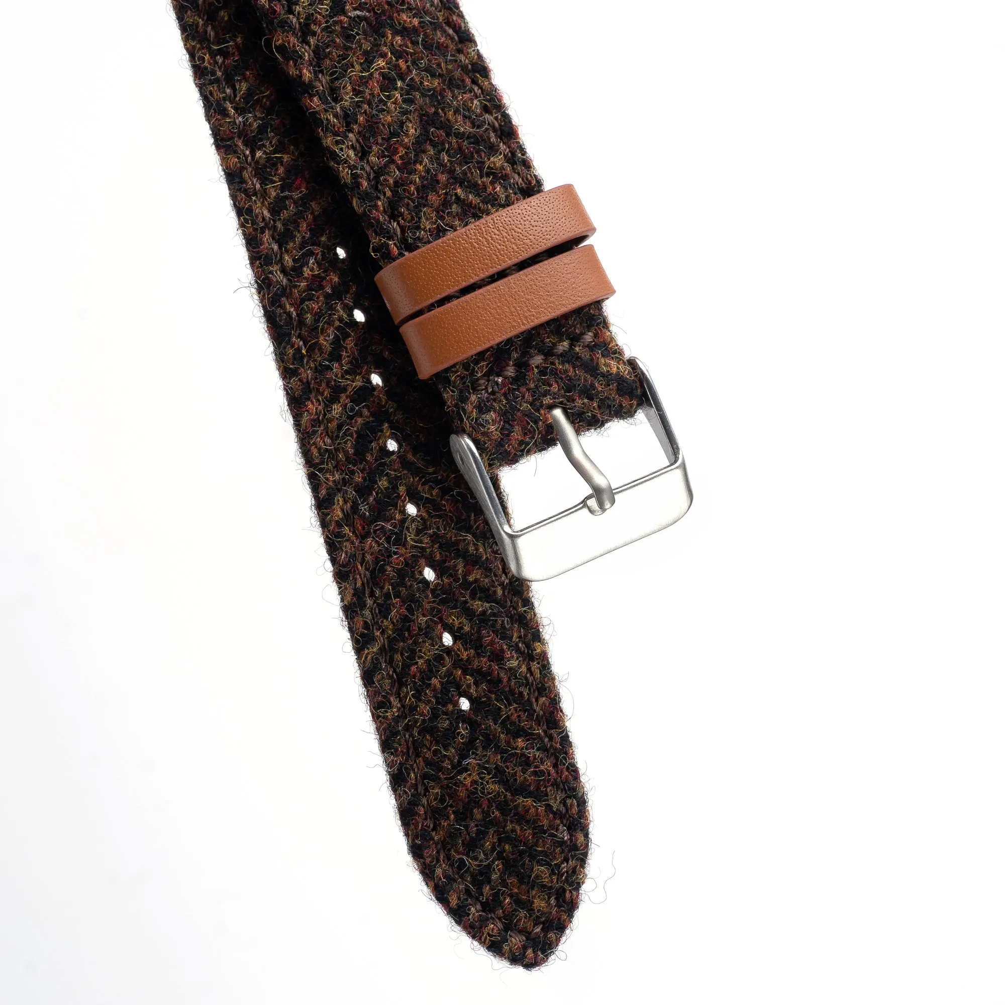 18mm 20mm 22mm Quick Release Wool / Leather Backed Watch Strap - Brown Tweed