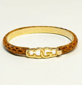 1970s Italian sign CG Logo tan crocodile bracelet