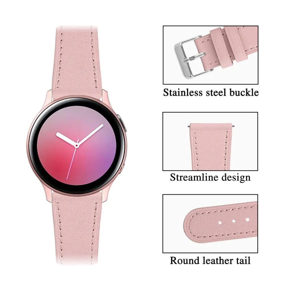 20mm Universal cowhide genuine leather watch strap - Pink