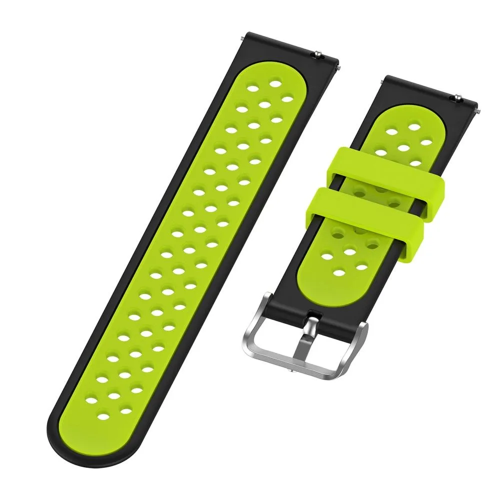 22mm Universal dual color silicone watch strap - Black / Green