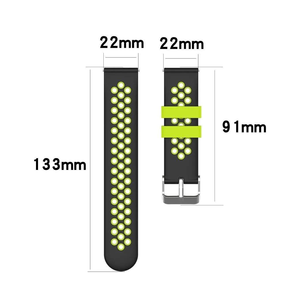 22mm Universal dual color silicone watch strap - Black / Green