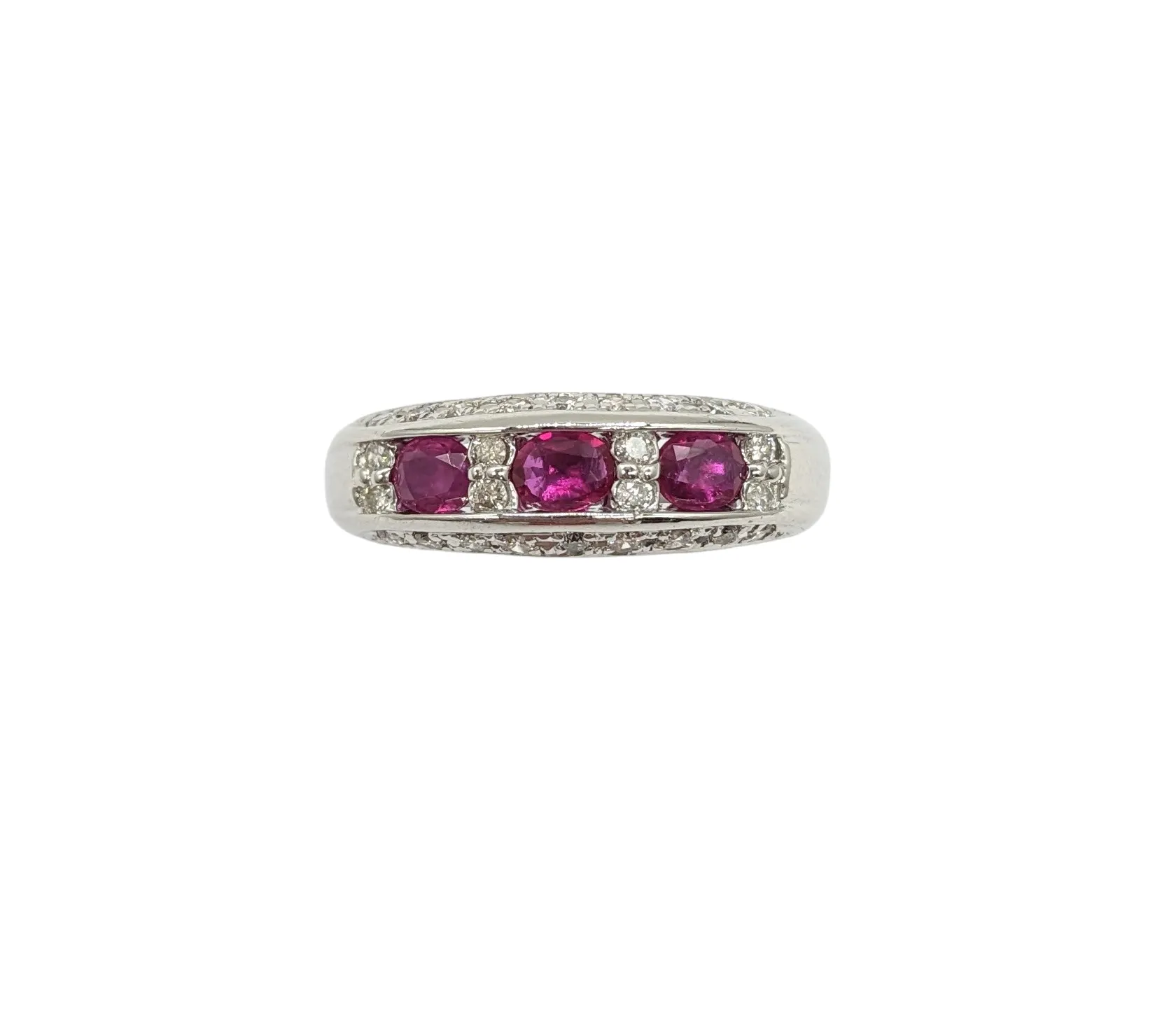 3 Ruby Inline and Diamond Ring