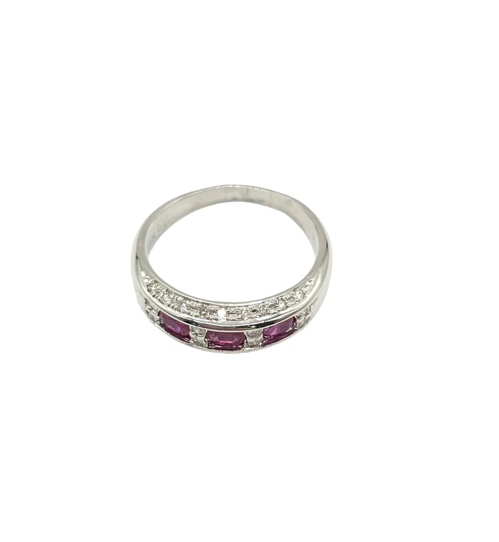 3 Ruby Inline and Diamond Ring