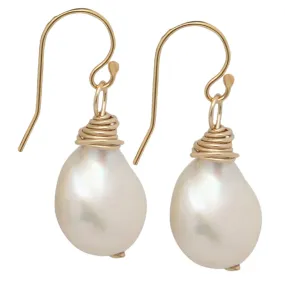 324-01-G | WIRE WRAPPED PEARL DROP (WHITE ON GOLD)