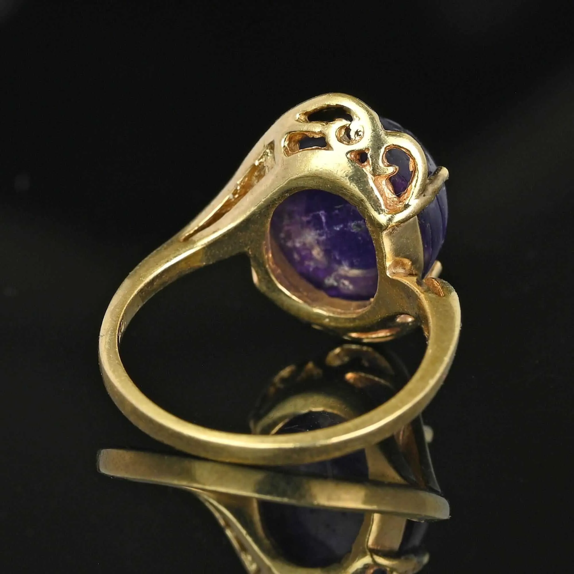 3rd Payment Fancy Cut Carved Amethyst Cabochon Ring in Gold