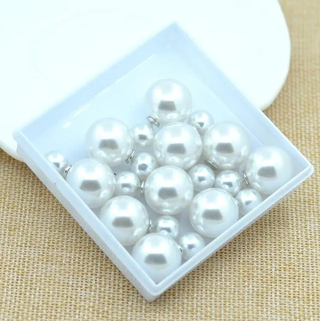 5pair/lot 2016 Fashion Jewelry Women Earrings Double Sided Matte Ball Simulated Pearl Stud Earrings For Women Set Girl Colorful