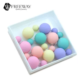 5pair/lot 2016 Fashion Jewelry Women Earrings Double Sided Matte Ball Simulated Pearl Stud Earrings For Women Set Girl Colorful