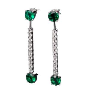 6.0Carat Round Lab Created Emerald Drop Earrings