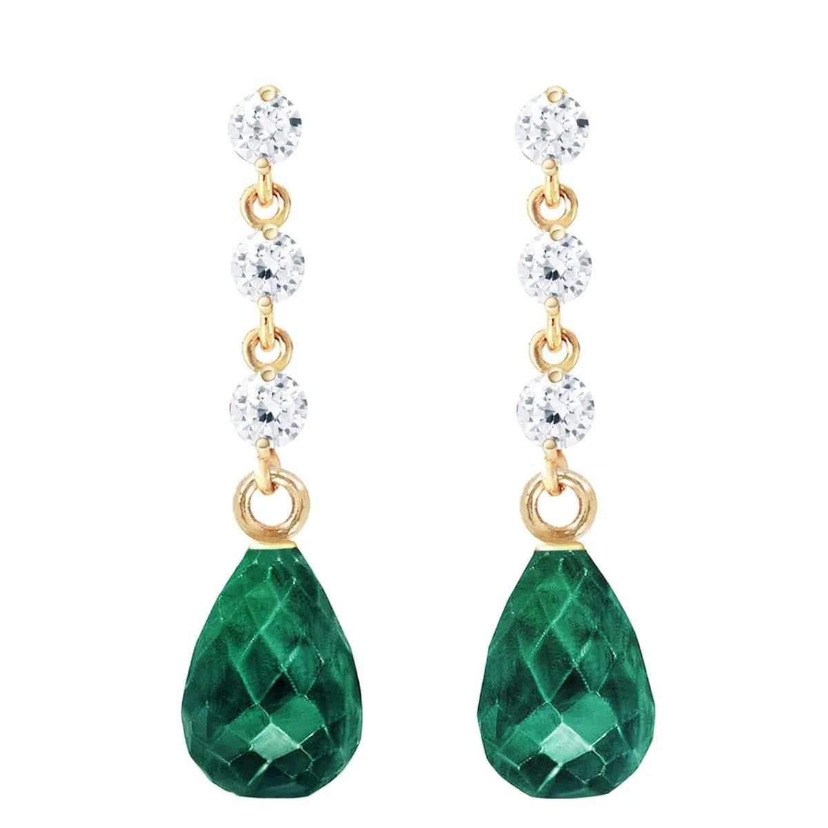 6.9 Carat 14K Solid Yellow Gold Prance Emerald Diamond Earrings