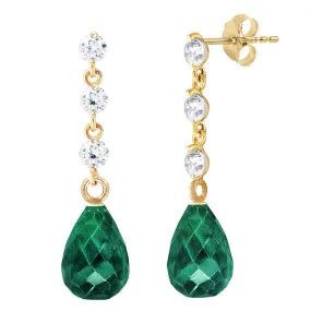 6.9 Carat 14K Solid Yellow Gold Prance Emerald Diamond Earrings