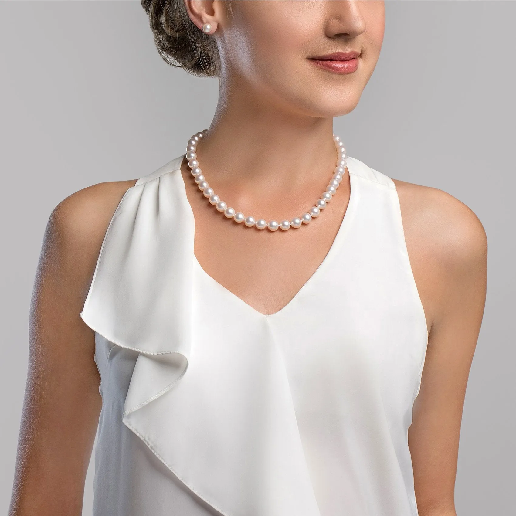 8.5-9.5mm Freshwater Pearl Necklace & Earrings