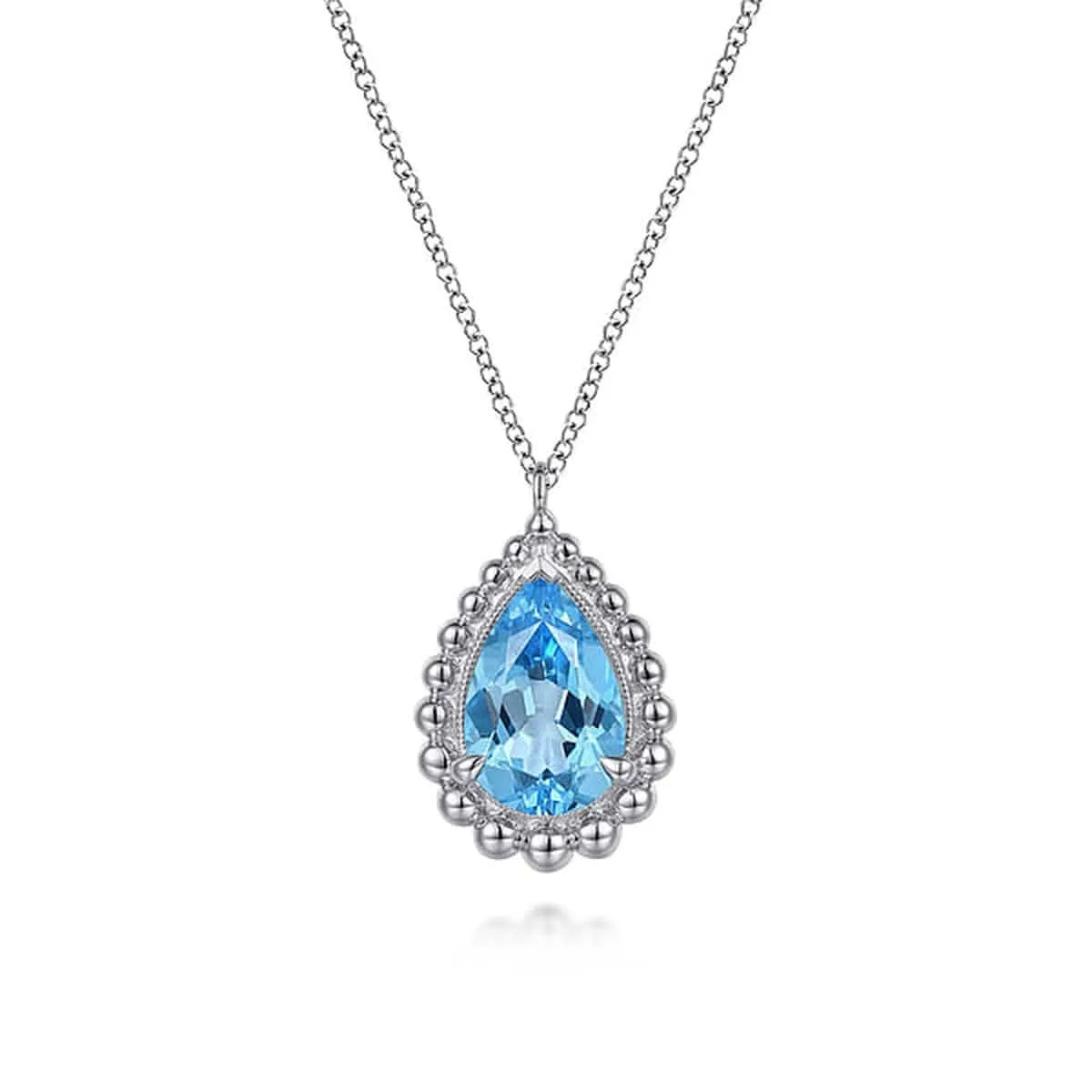 925 Sterling Silver Bujukan Swiss Blue Topaz Pendant Necklace