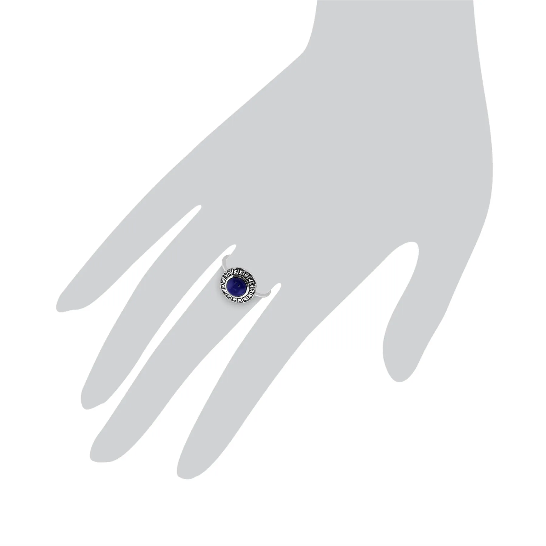 925 Sterlingsilber Kunst Deko 1.53ct Lapislazuli & Markasit Ring