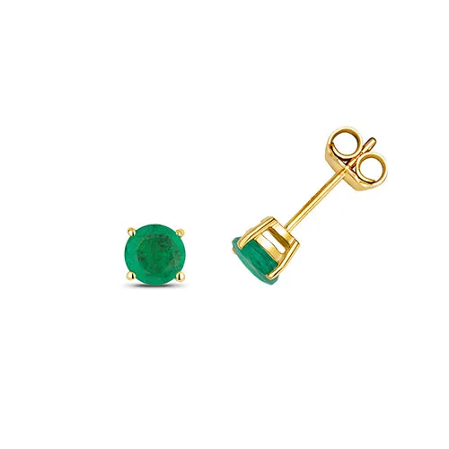 9ct Yellow Gold Emerald Stud Earrings