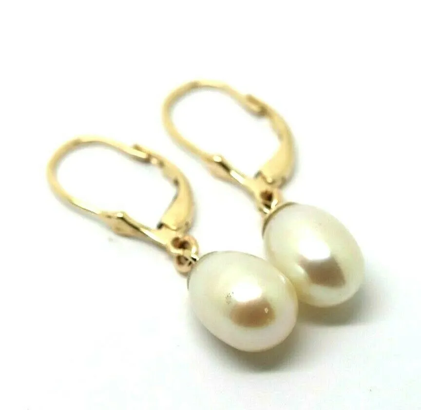 9ct Yellow, Rose or White Gold 11mm Oval Continental Hooks Freshwater Pearl Ball Earrings