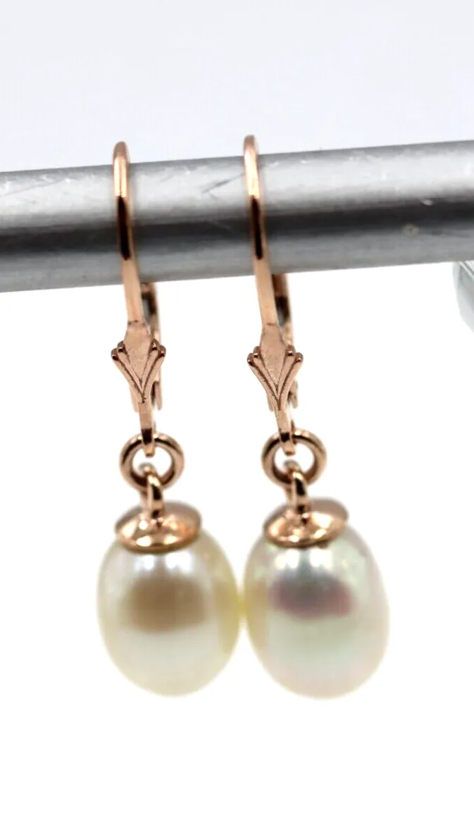 9ct Yellow, Rose or White Gold 11mm Oval Continental Hooks Freshwater Pearl Ball Earrings