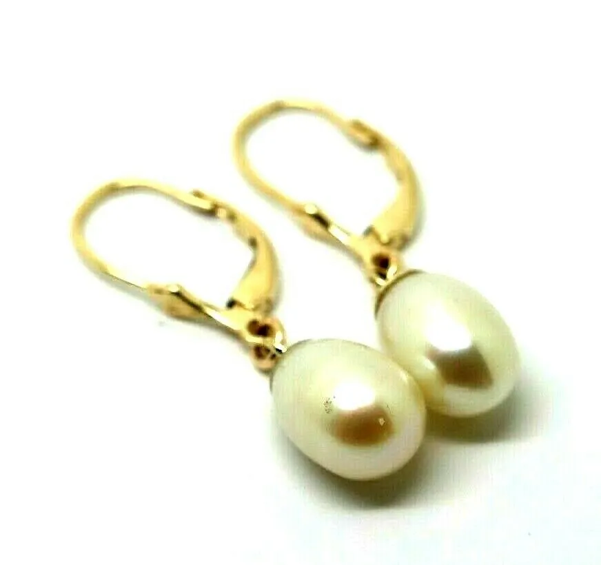 9ct Yellow, Rose or White Gold 11mm Oval Continental Hooks Freshwater Pearl Ball Earrings