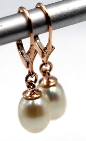 9ct Yellow, Rose or White Gold 11mm Oval Continental Hooks Freshwater Pearl Ball Earrings