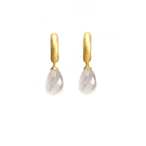 Aceted Rose Quartz 24K Gold Vermeil Huggie Earrings