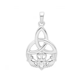 Acotis Silver Pendant Rhodium Celtic Cladgh G61058