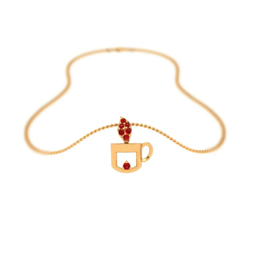 Alice Tea Cup 18k Gold Pendant