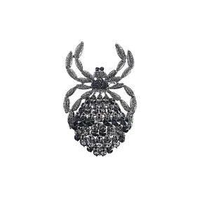 Alloy Dark Black Diamond Spider Brooch