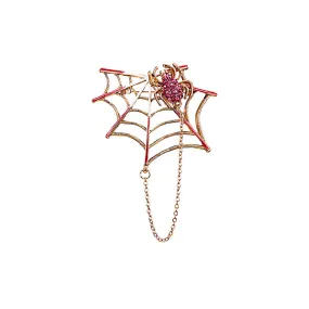 Alloy Red Spider Full CZ Diamond Brooch