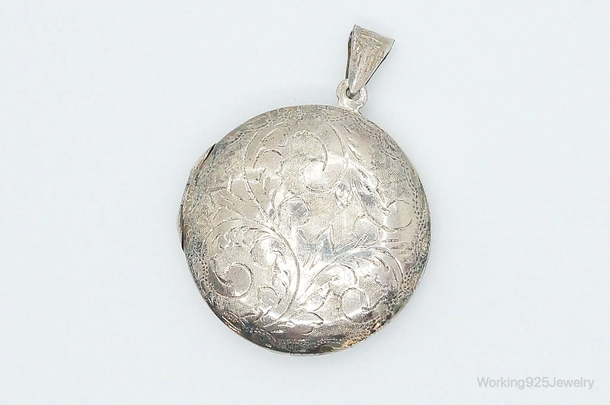 Antique Sterling Silver Secret Picture Locket Necklace Pendant